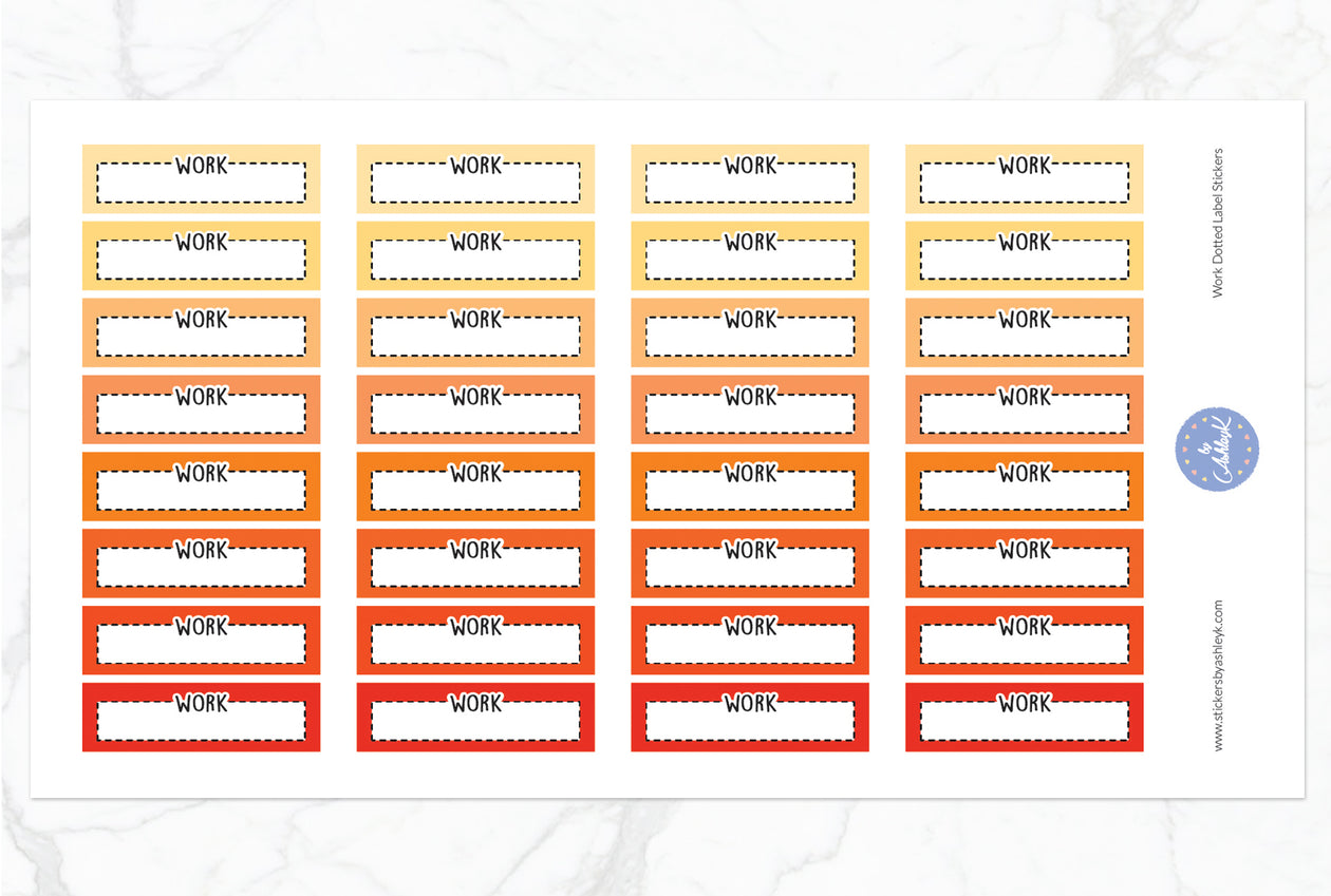 Work Dotted Label Stickers - Orange