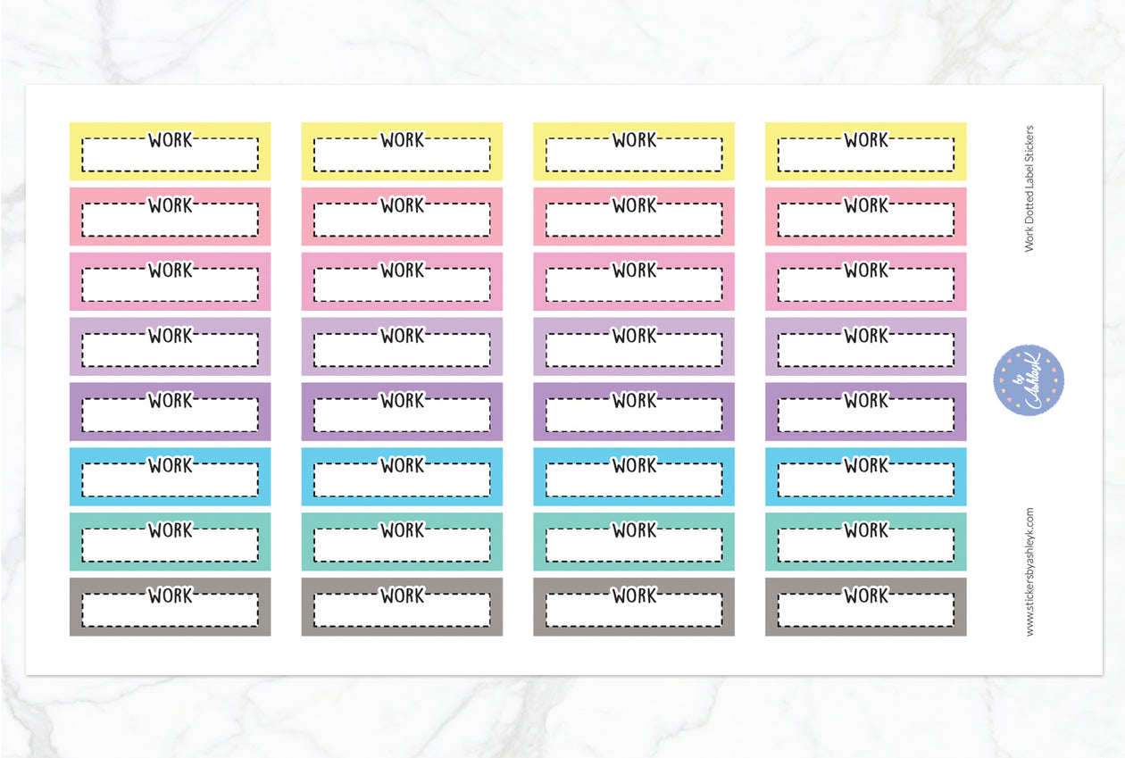 Work Dotted Label Stickers - Pastel