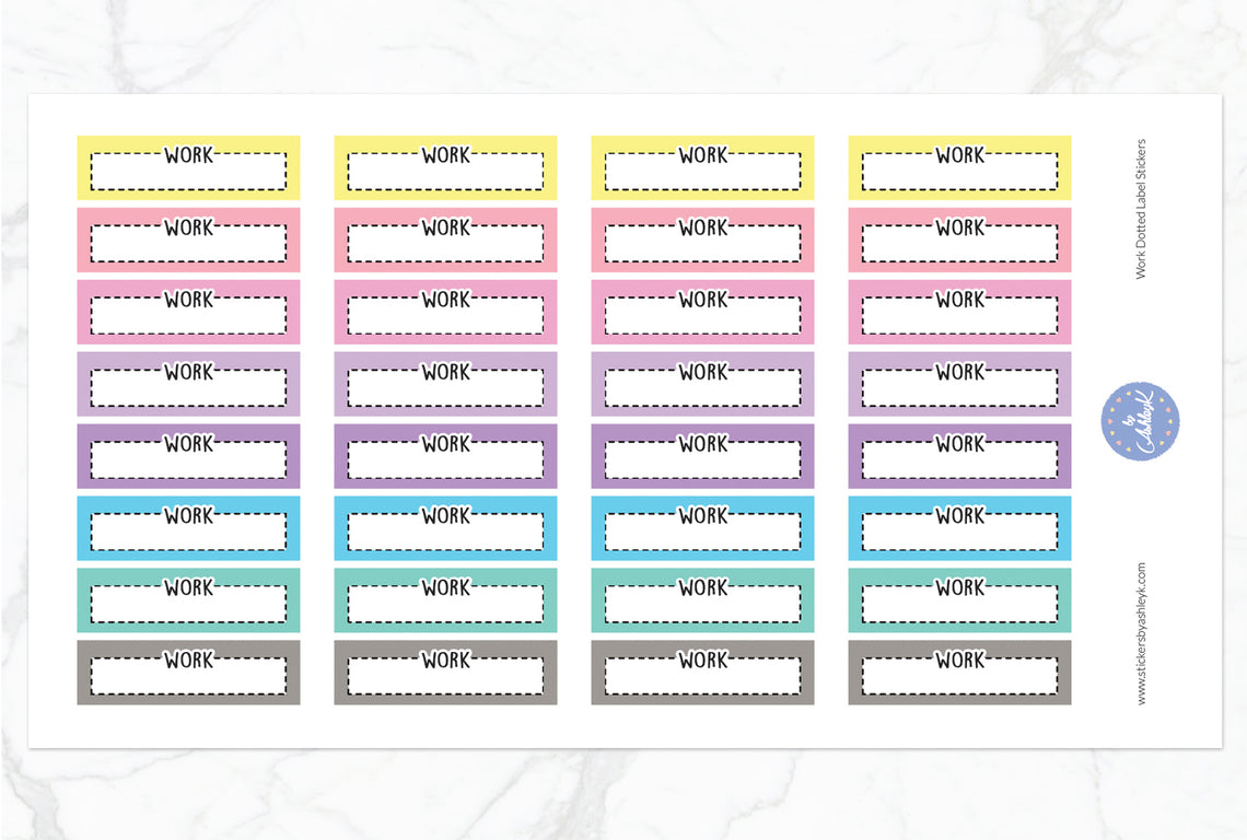 Work Dotted Label Stickers - Pastel