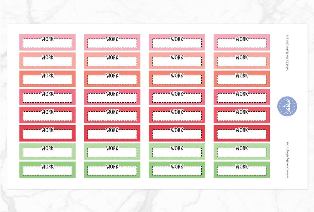 Work Dotted Label Stickers - Strawberry