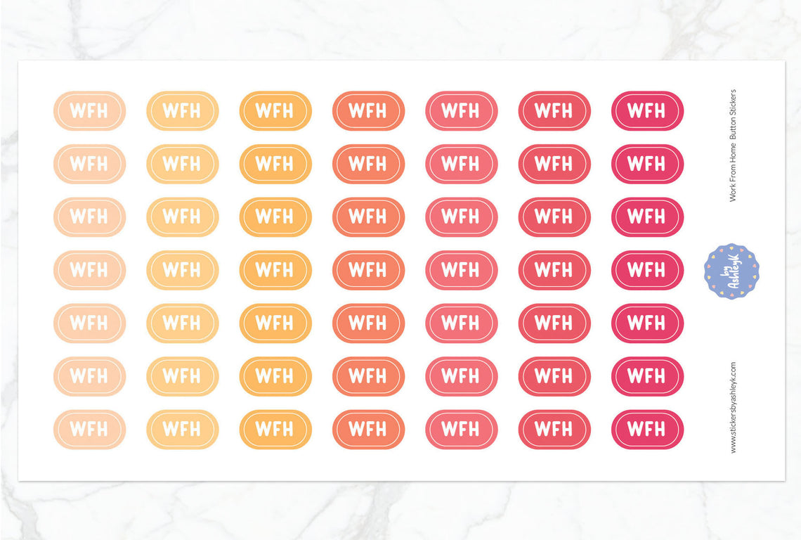 Work From Home Button Planner Stickers - Peach