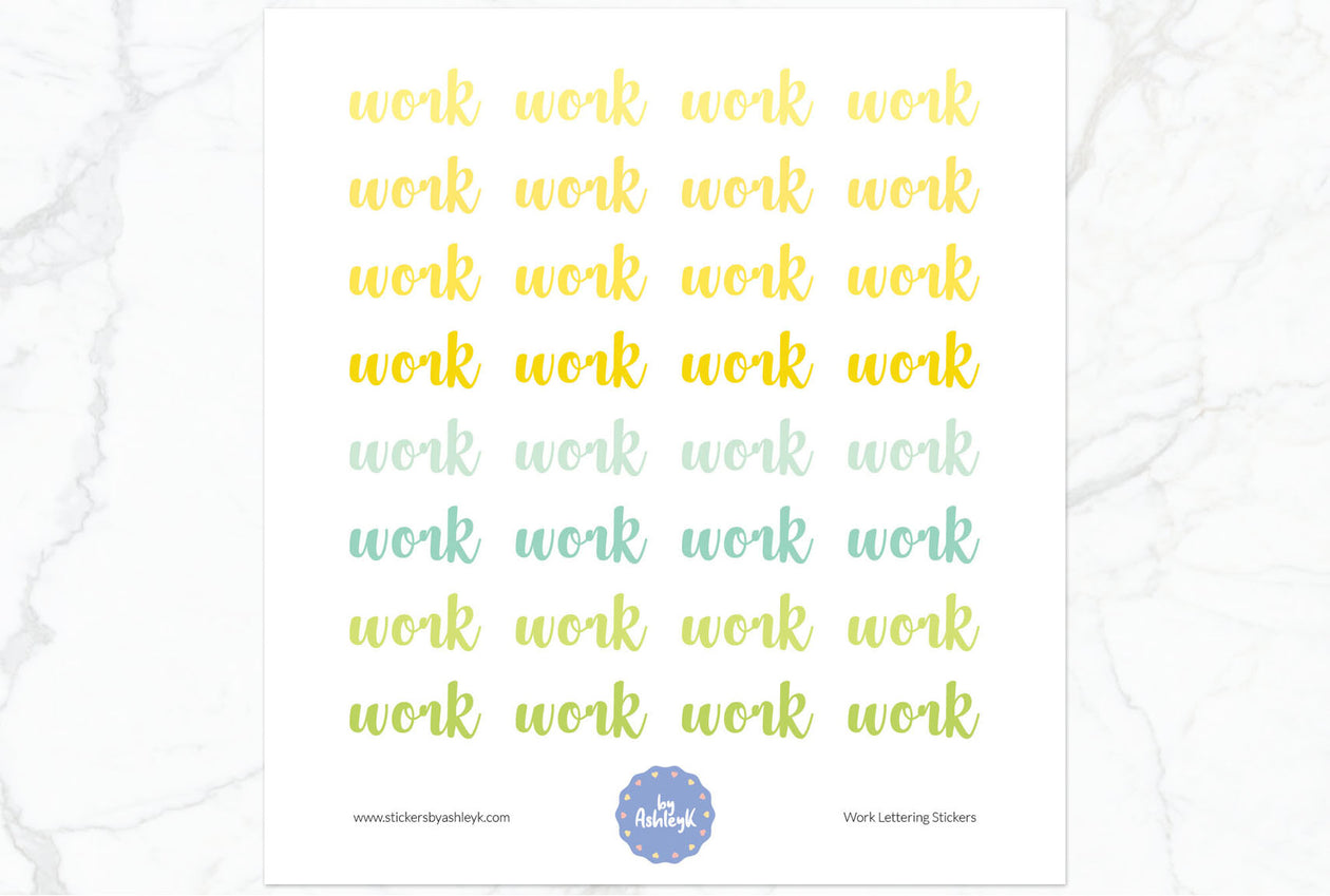 Work Lettering Planner Stickers - Lemon&Lime