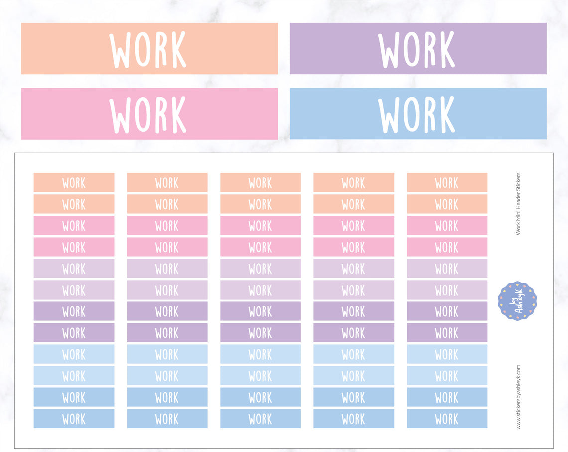 Work Mini Header Planner Stickers
