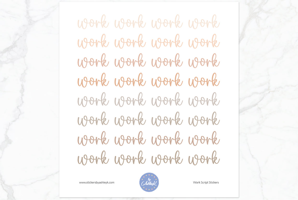 Work Script Planner Stickers - Beige Neutral