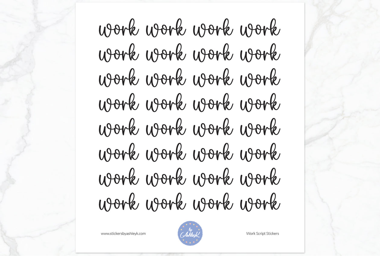 Work Script Planner Stickers - Black