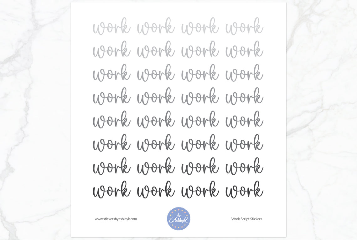 Work Script Planner Stickers - Monochrome