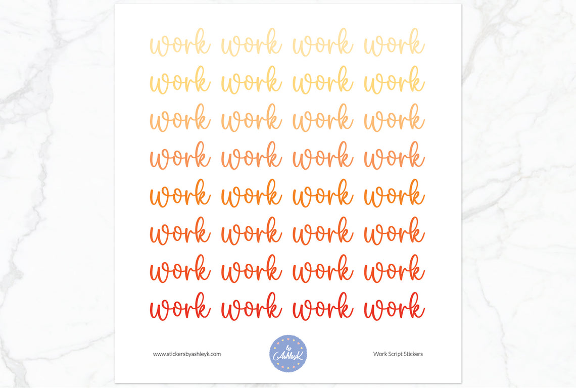 Work Script Planner Stickers - Orange