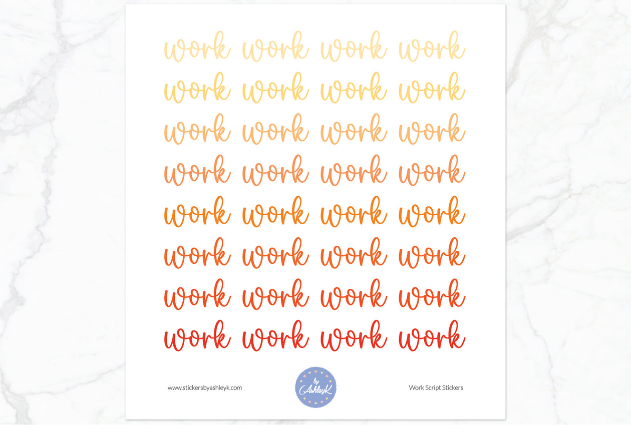 Work Script Planner Stickers - Orange