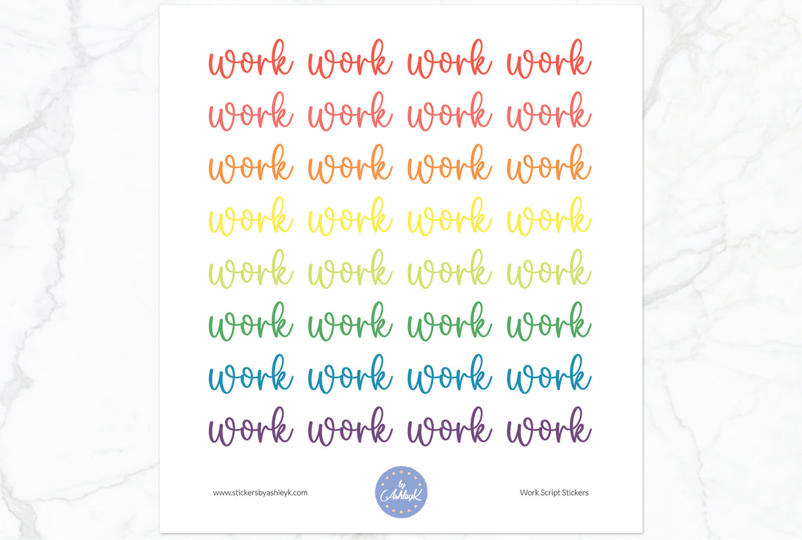 Work Script Planner Stickers - Pastel Rainbow