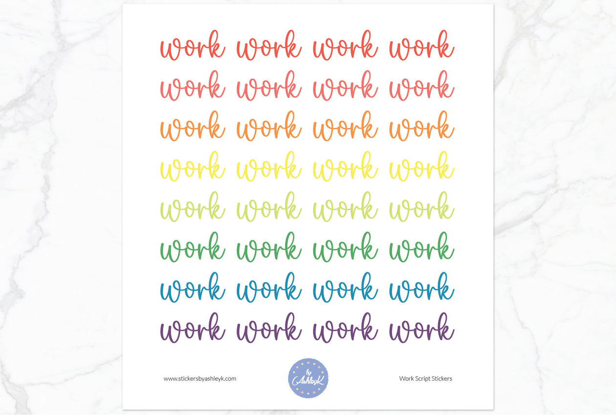 Work Script Planner Stickers - Pastel Rainbow