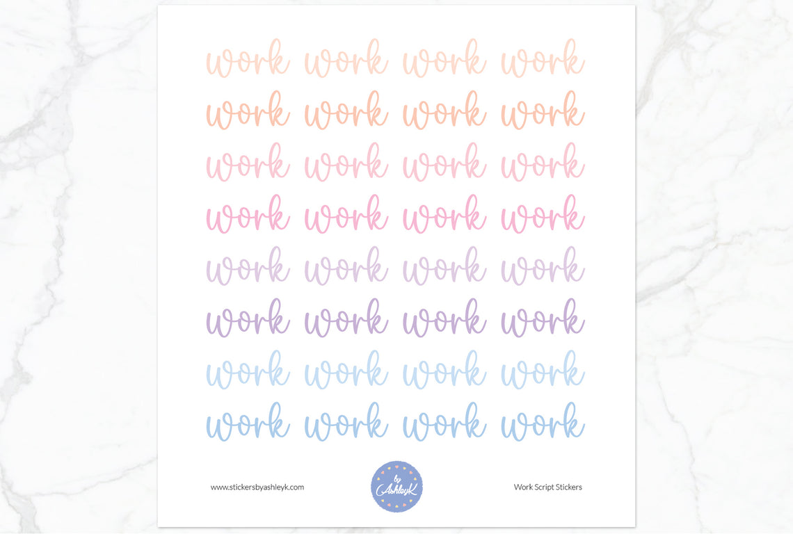 Work Script Planner Stickers - Pastel Sunset
