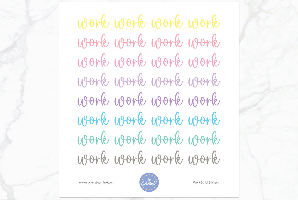 Work Script Planner Stickers - Pastel