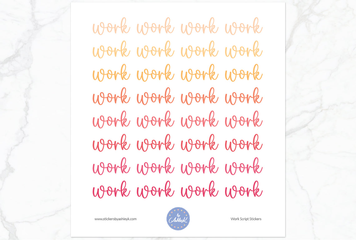 Work Script Planner Stickers - Peach