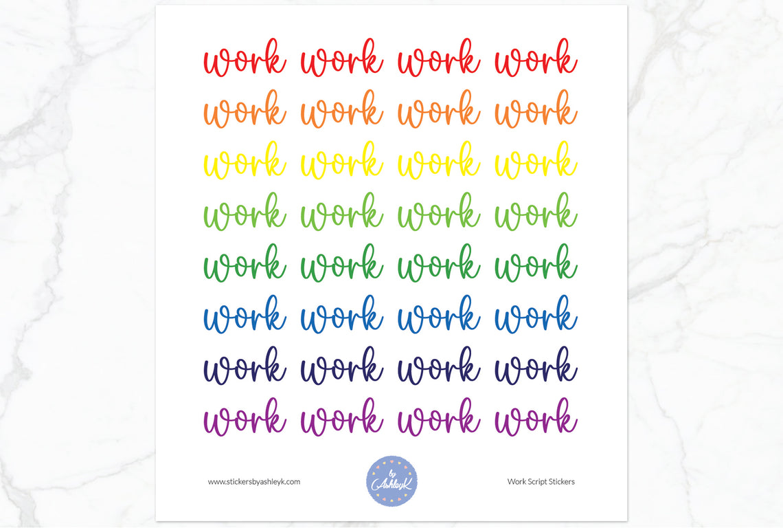 Work Script Planner Stickers - Rainbow