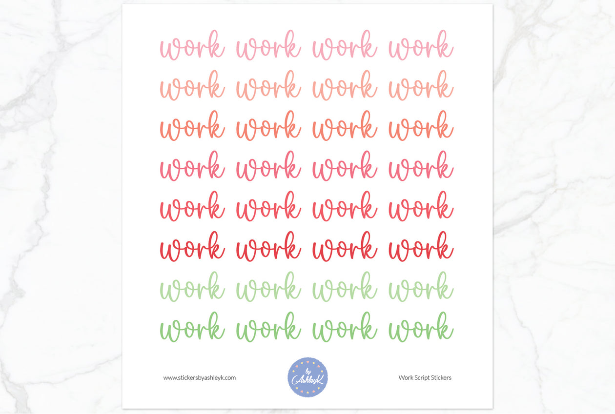 Work Script Planner Stickers - Strawberry