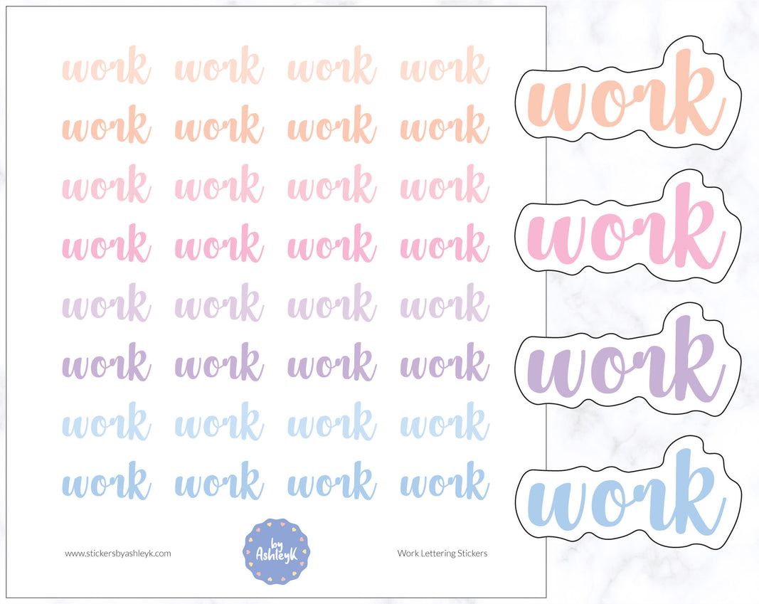 Work Lettering Planner Stickers