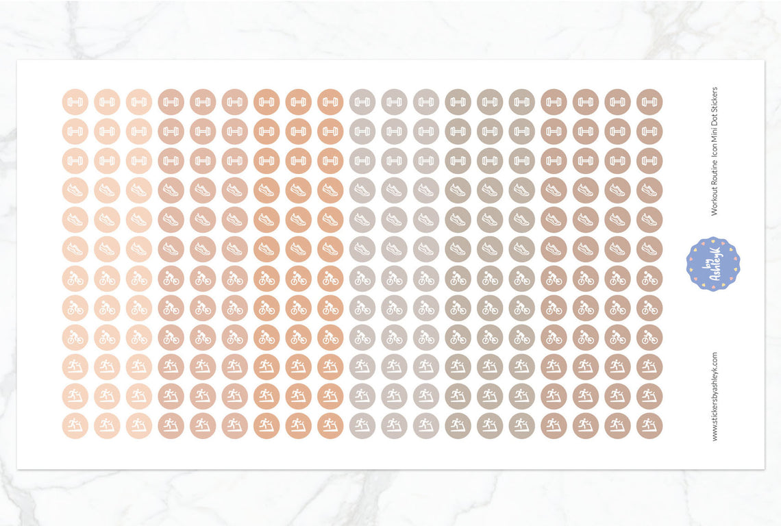 Workout Routine Icon Mini Dot Planner Stickers - Beige Neutral