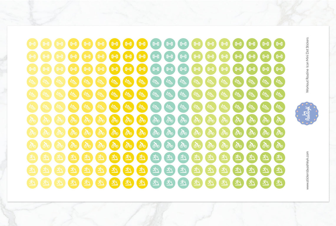Workout Routine Icon Mini Dot Planner Stickers - Lemon&Lime