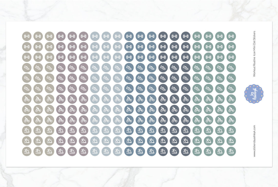 Workout Routine Icon Mini Dot Planner Stickers - Modern Neutral