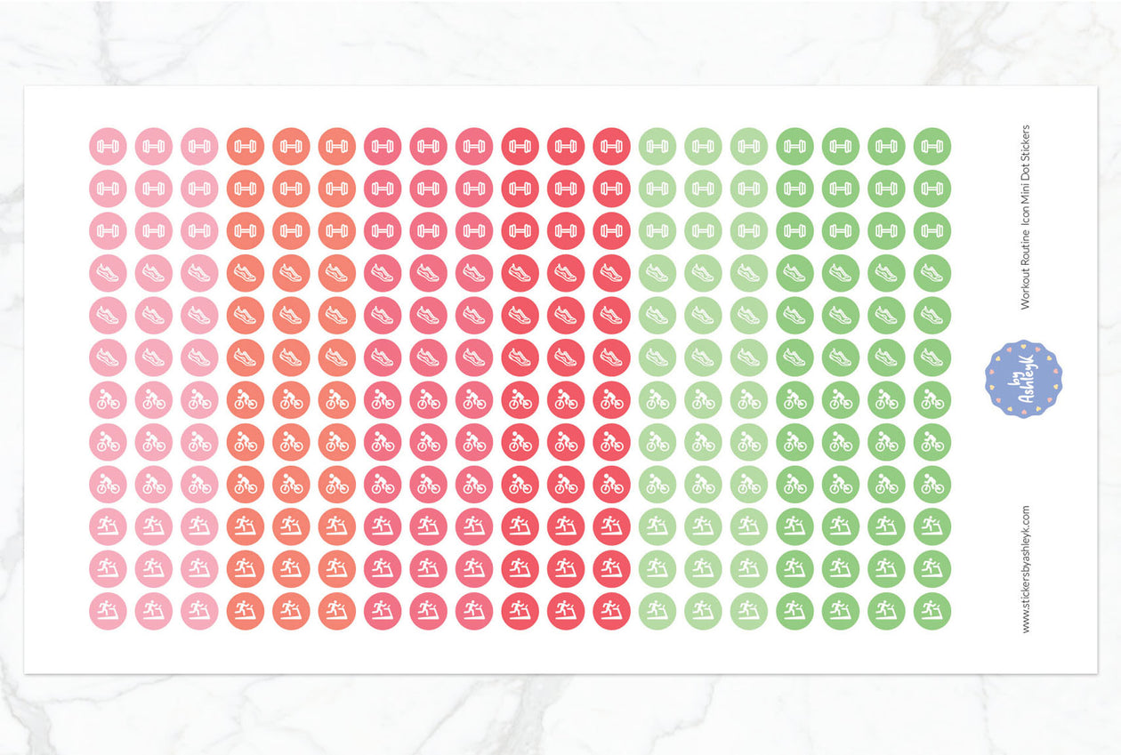 Workout Routine Icon Mini Dot Planner Stickers - Strawberry