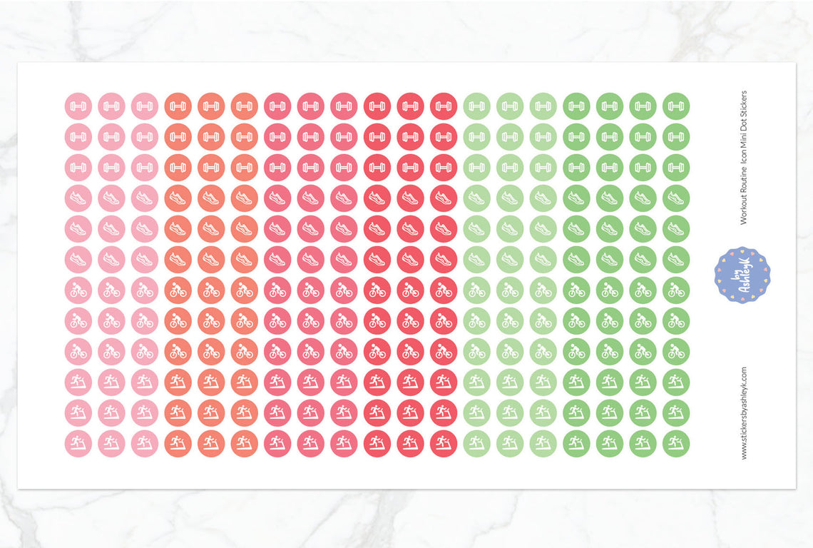 Workout Routine Icon Mini Dot Planner Stickers - Strawberry