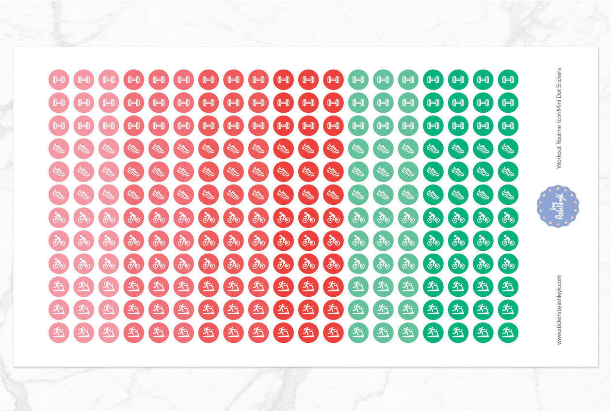 Workout Routine Icon Mini Dot Planner Stickers - Watermelon