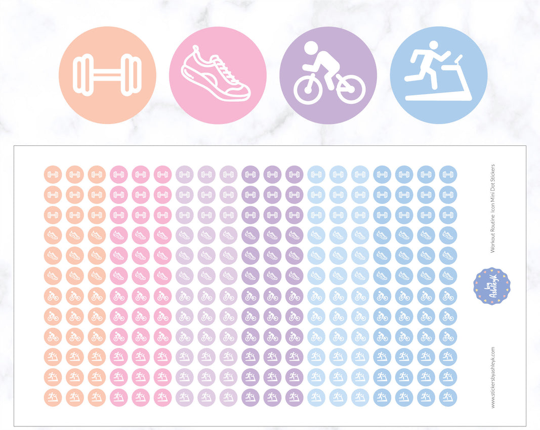 Workout Routine Icon Mini Dot Planner Stickers