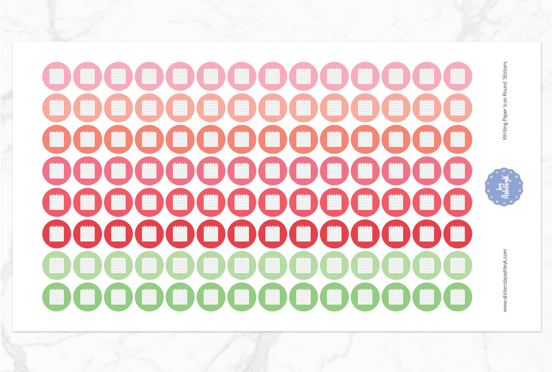 Writing Paper Icon Round Planner Stickers - Strawberry