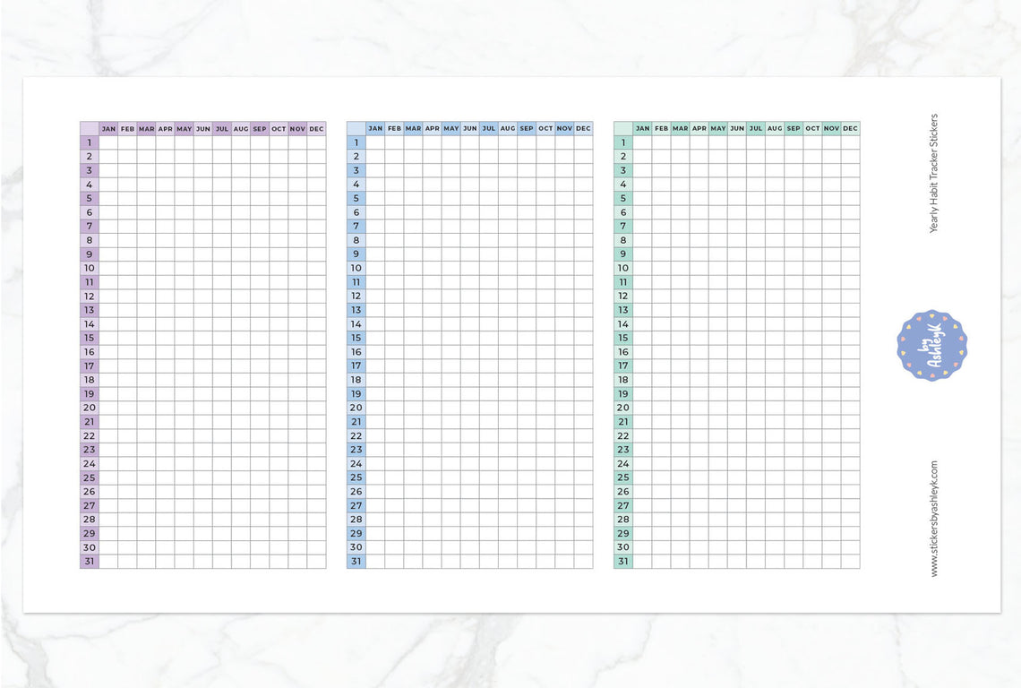 Yearly Habit Tracker Planner Stickers - Garden