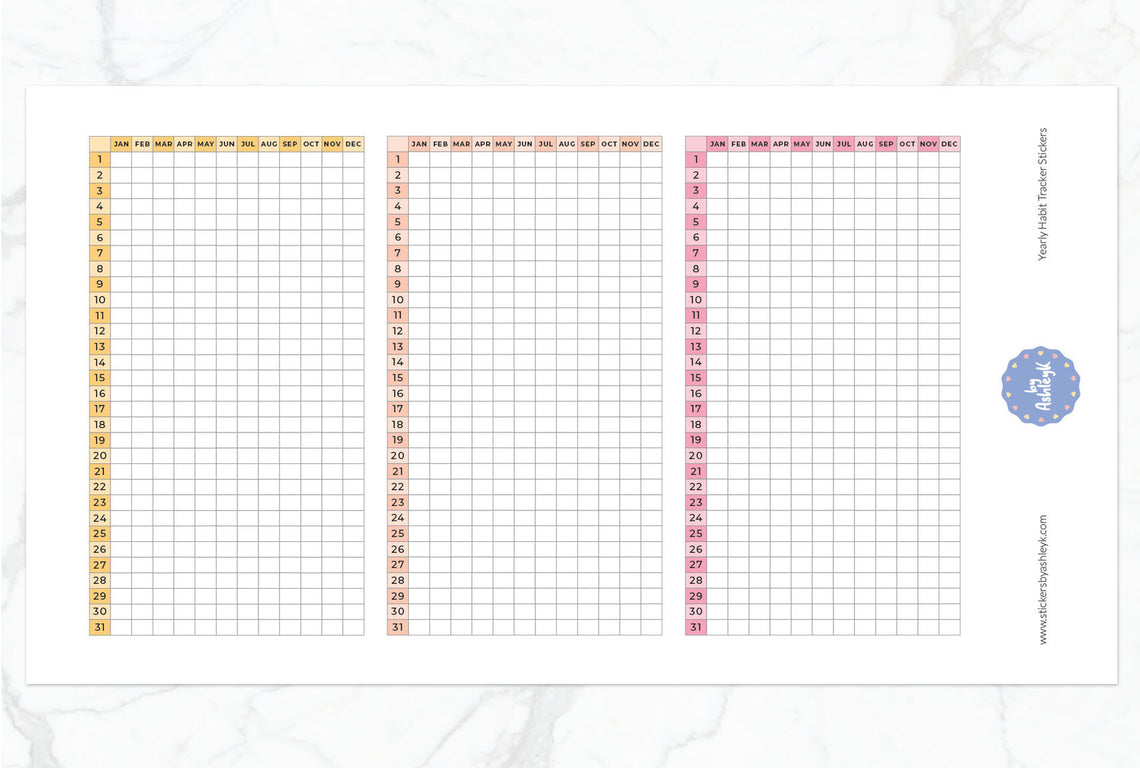 Yearly Habit Tracker Planner Stickers - Sunset