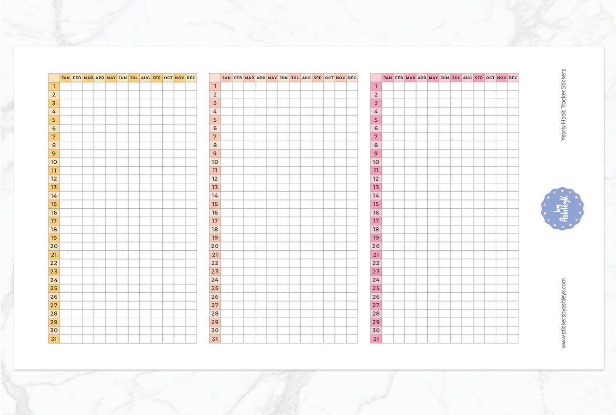 Yearly Habit Tracker Planner Stickers - Sunset