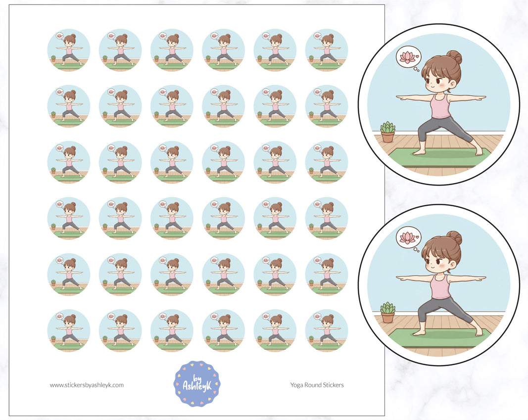 Yoga Round Stickers