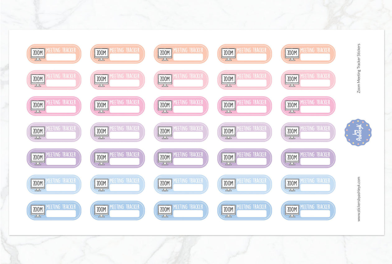 Zoom Meeting Tracker Planner Stickers - Pastel Sunset