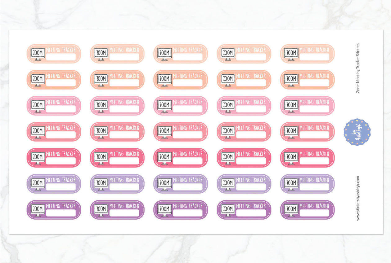 Zoom Meeting Tracker Planner Stickers - Raspberry