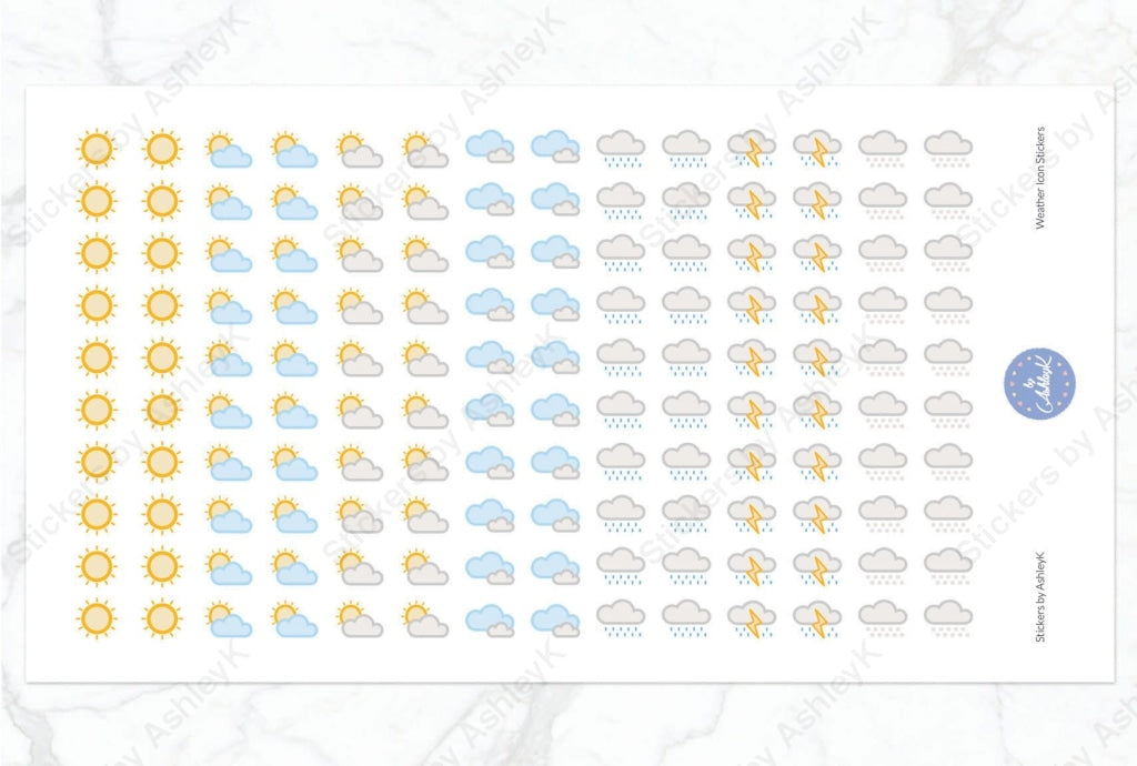 140 Weather Stickers - With Snow