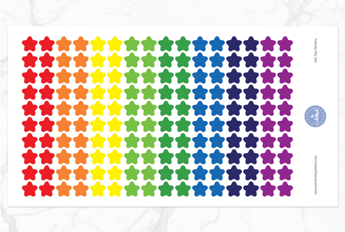 160 Star Stickers - Rainbow