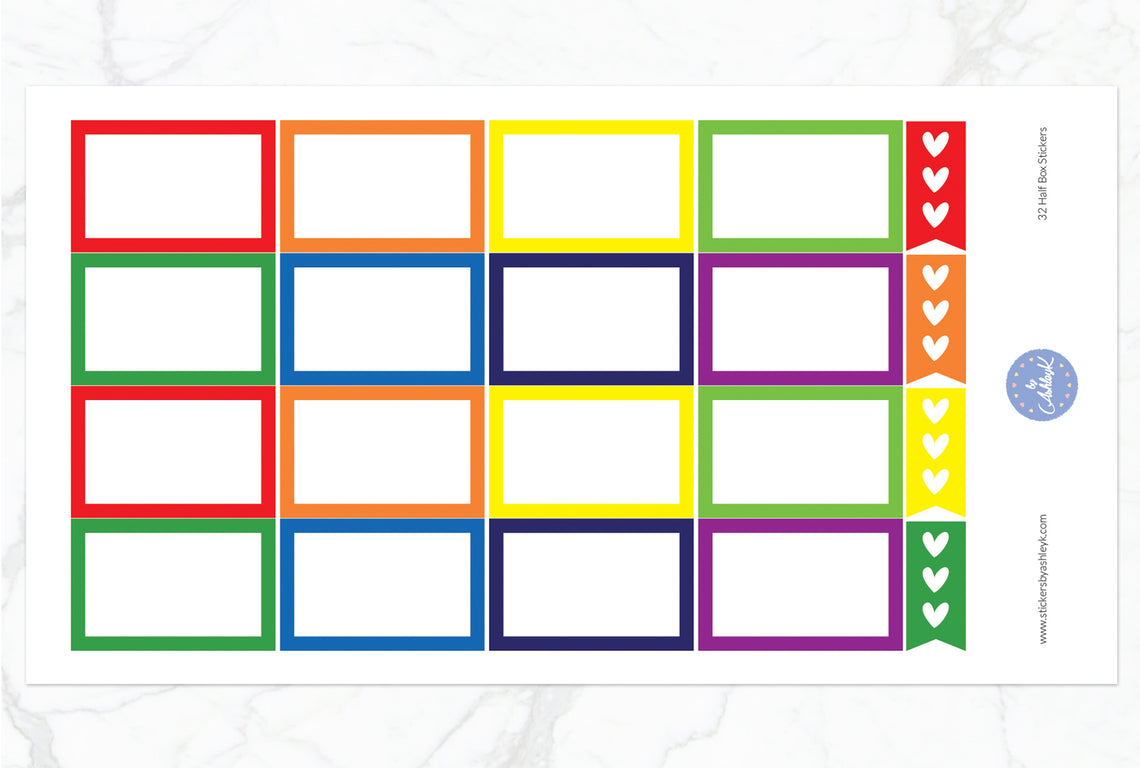 16 Half Box Stickers - Rainbow