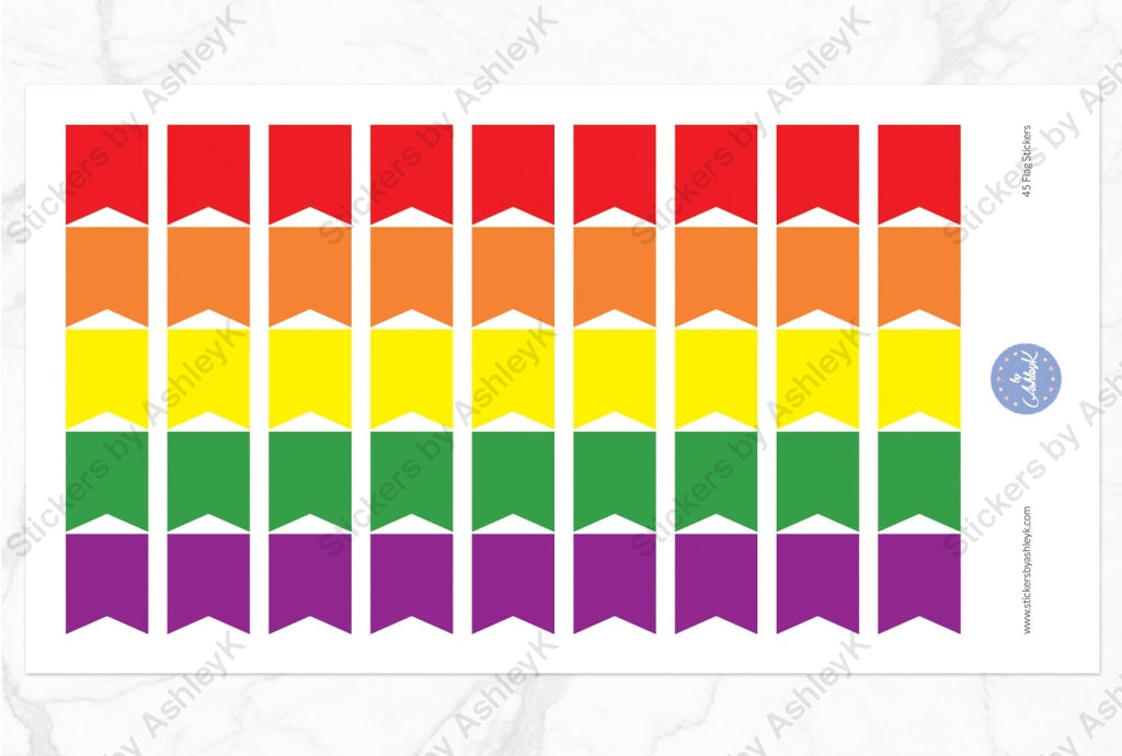 45 Large Flag Stickers - Rainbow