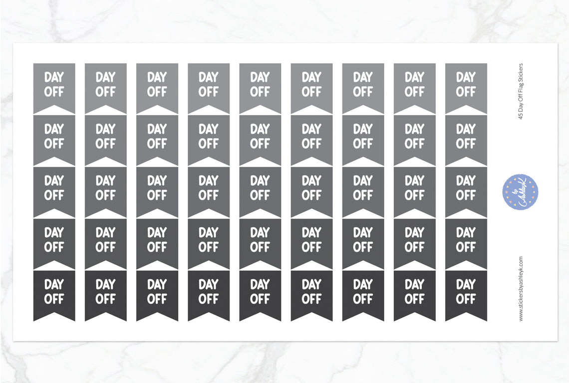 45 Day Off Flag Stickers - Monochrome