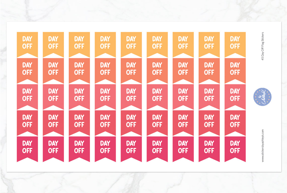 45 Day Off Flag Stickers - Peach