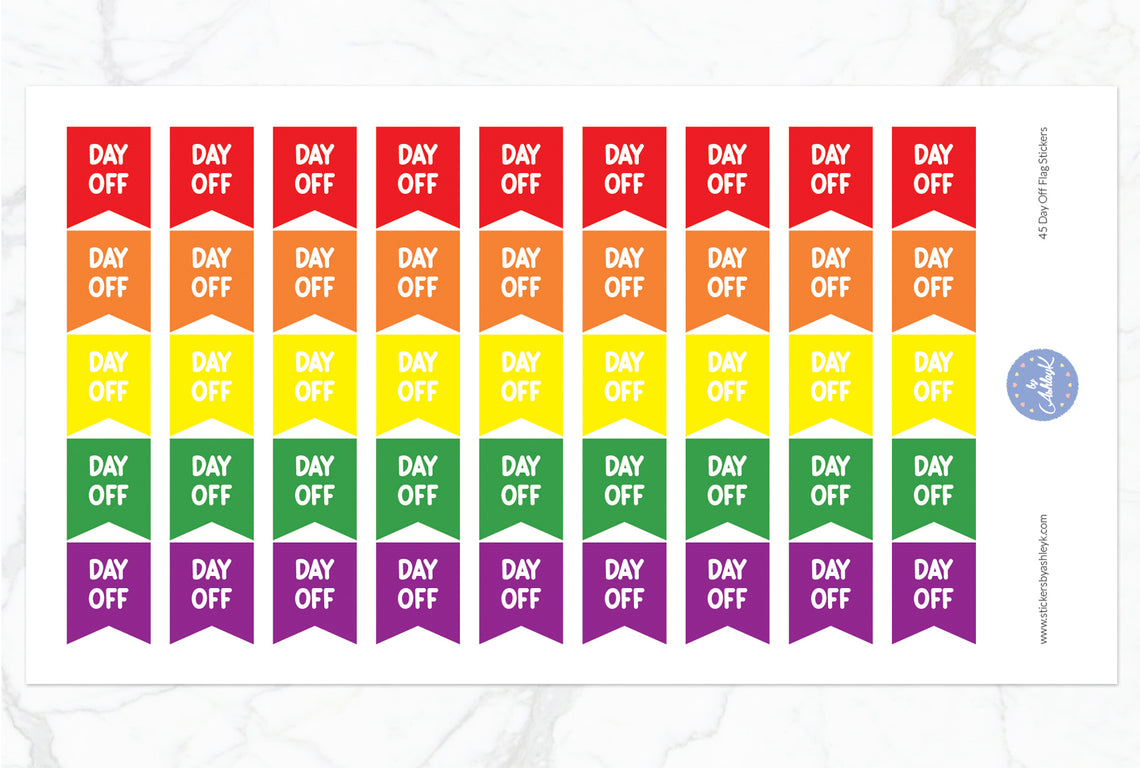 45 Day Off Flag Stickers - Rainbow