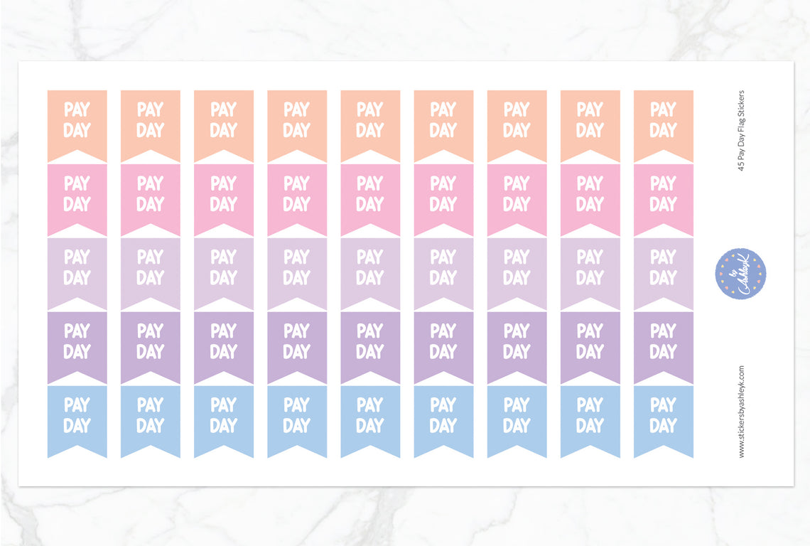 45 Pay Day Flag Stickers - Pastel Sunset