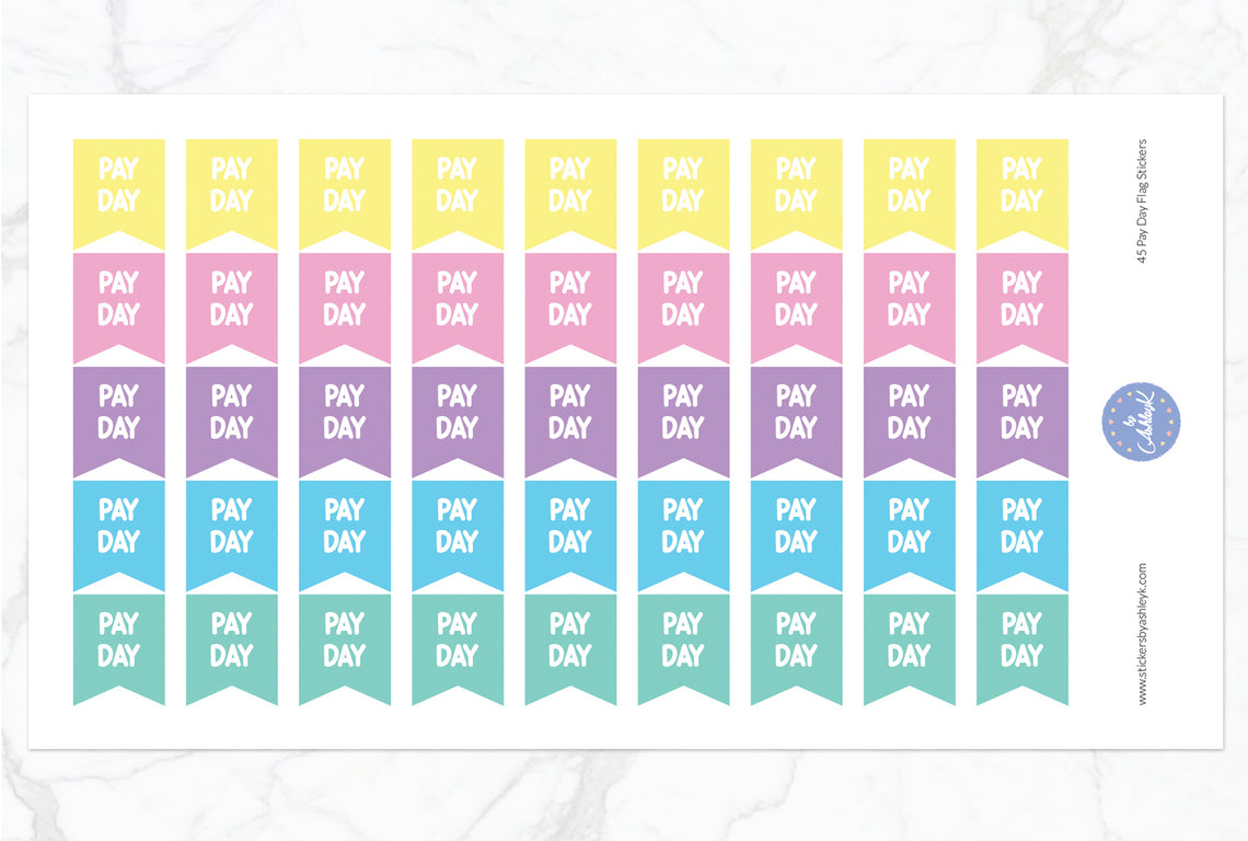 45 Pay Day Flag Stickers - Pastel