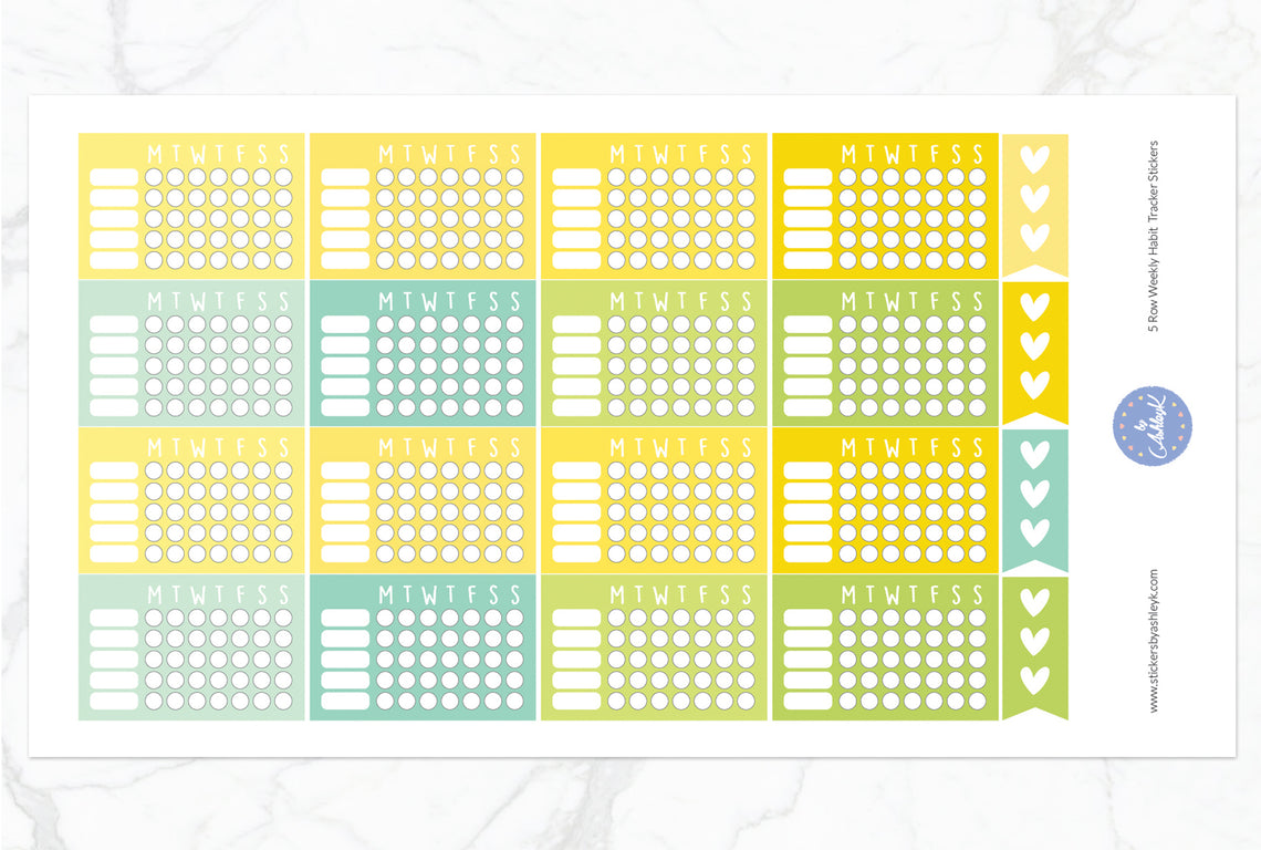 5 Row Weekly Habit Tracker Stickers - Lemon&Lime