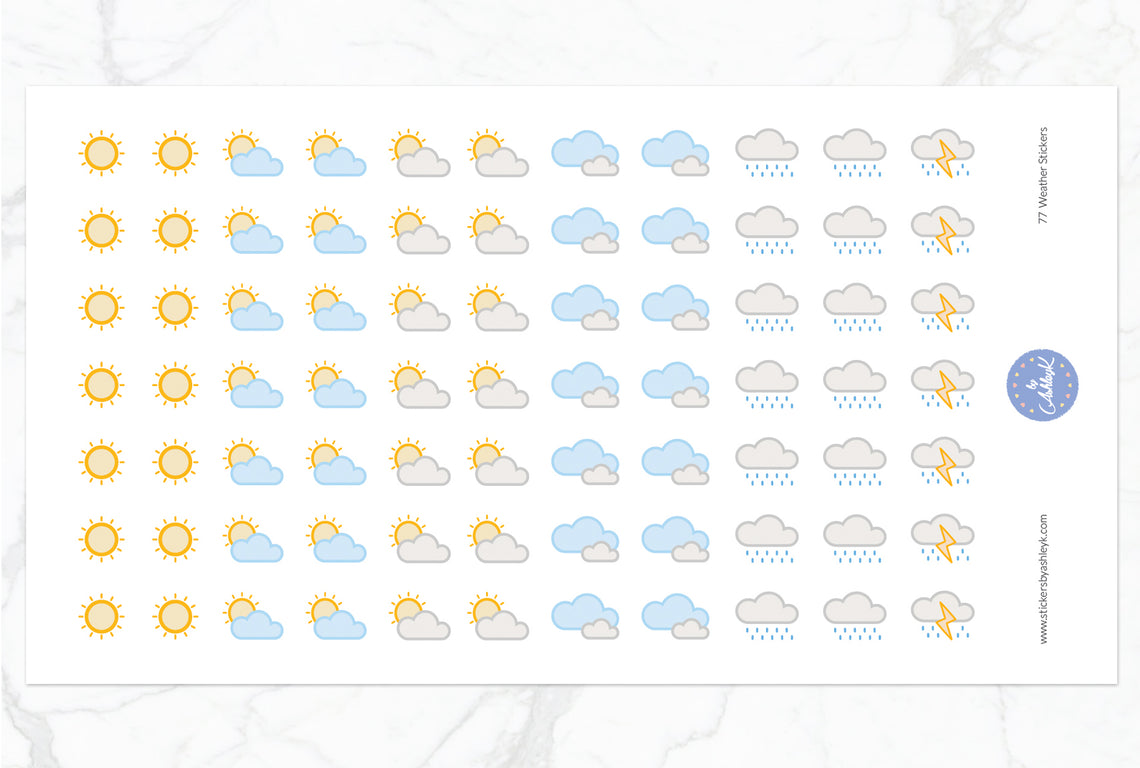 77 Weather Stickers - Without Snow