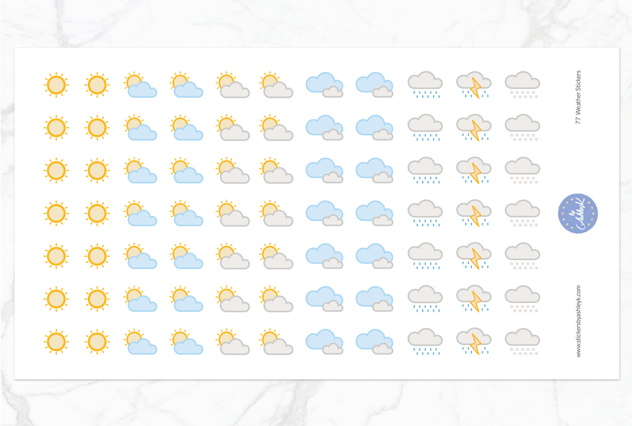 77 Weather Stickers - With Snow