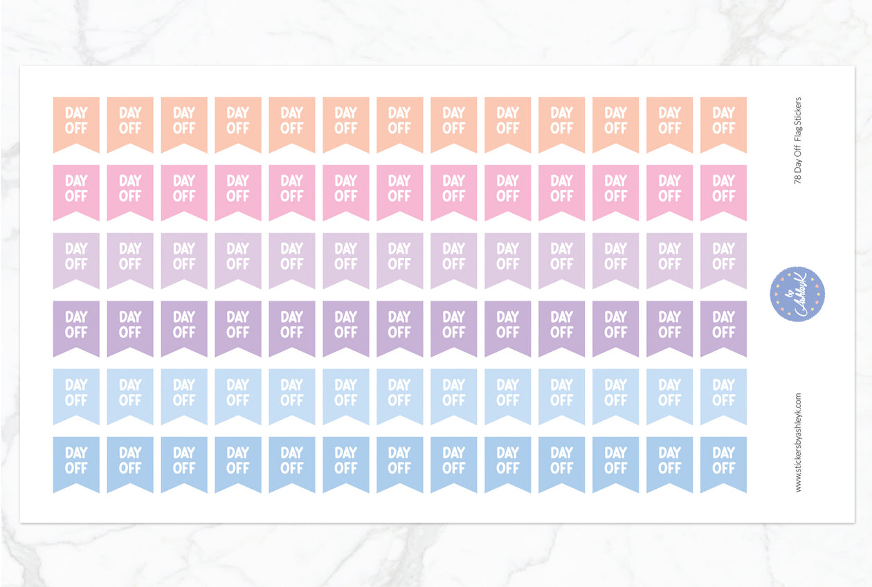 78 Day Off Flag Stickers - Pastel Sunset