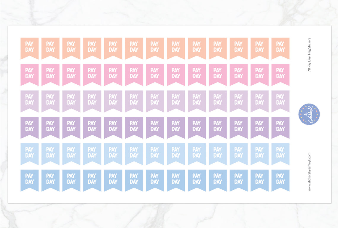 78 Pay Day Flag Stickers - Pastel Sunset