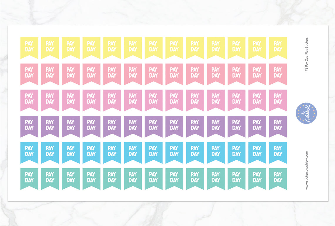 78 Pay Day Flag Stickers - Pastel