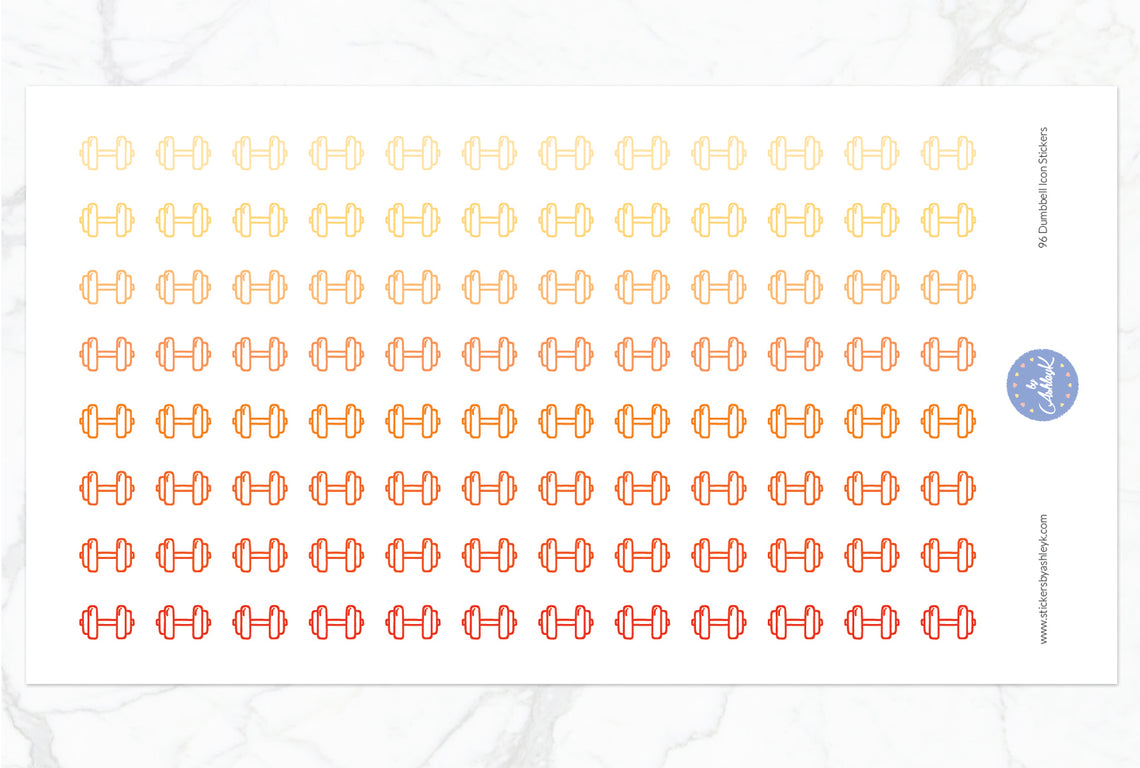 96 Dumbbell Icon Stickers - Orange